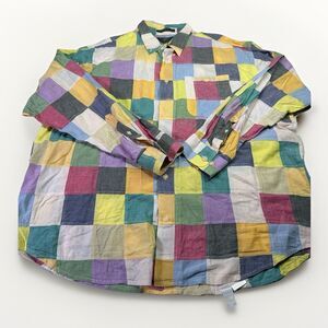 Orvis Patchwork Shirt Pastel Colorblock Madras Coastal Grandpa 100% Cotton Sz XL